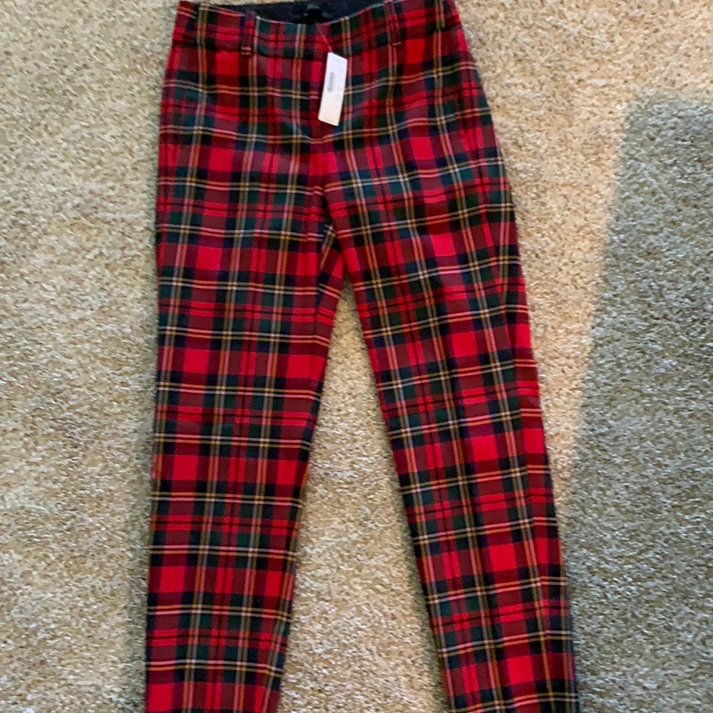 J.Crew NWT Red Plaid Wool lined Cameron Pants Size 0